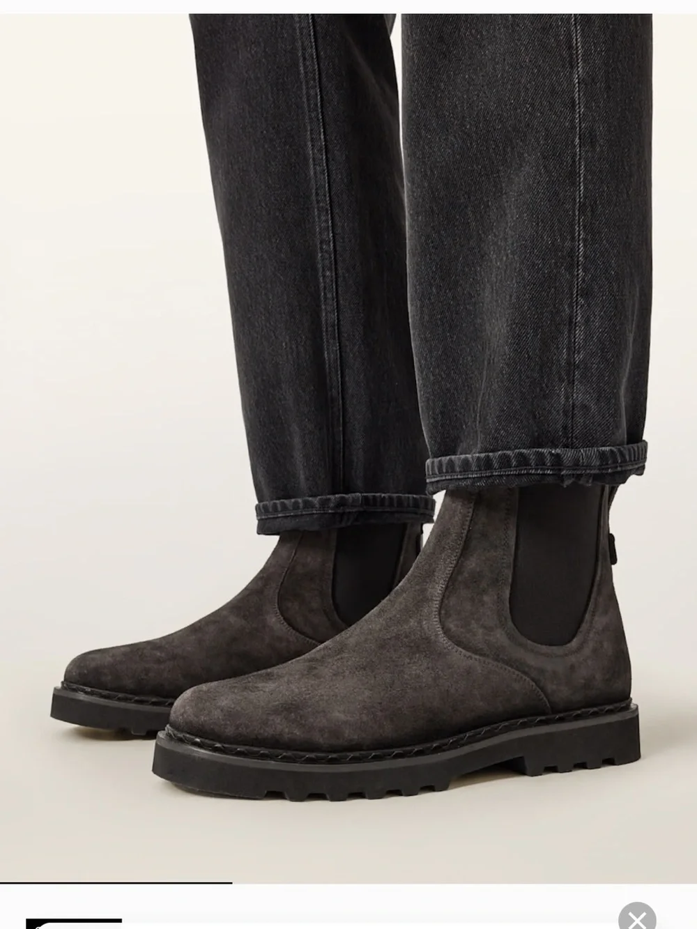 AllSaints Men's Dark Gray Suede Chelsea Boots